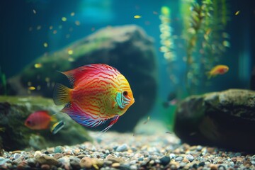 Discus fish delight. Joyous aquatic encounters