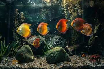 Discus fish enchantment. Enchanted by aquatic marvels