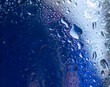 © Vero Dibe - Square photo in blue tones with water drops and light reflections. Abstract background
