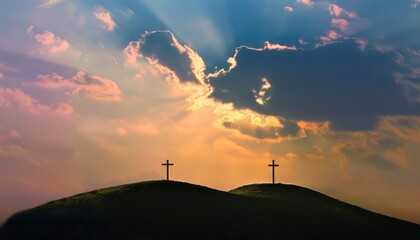 The Christianity themed with a dramatic beautiful of light vibrant background. Beautiful clouds, symbolizes humanity's hope for salvation