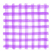 Purple, violet watercolor plaid illustration. Buffalo check, checked, chequered geometrical square background, watercolour stains. Hand drawn doodle style transparent crossing wide stripes texture.