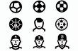 Athletic icons Pixel perfect. Football ,team, headcare ,... vector icon, white background, black colour icon