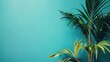 Tropical palm leaves against bright blue background, suggesting summer or nature themes