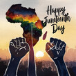 Watercolor Happy Juneteenth Day background by AI generated