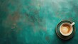 © Artyom - Cup of coffee on distressed turquoise background
