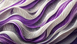 Wavy pattern 3d plastic in purple and white, illustration.