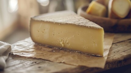 Wall Mural - Cheese on cutting board with bowl of potatoes