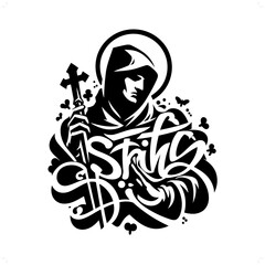 Wall Mural - saint silhouette, people in graffiti tag, hip hop, street art typography illustration.