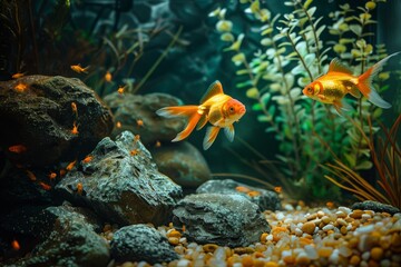 Goldfish enchantment. Enchanted by aquatic marvels