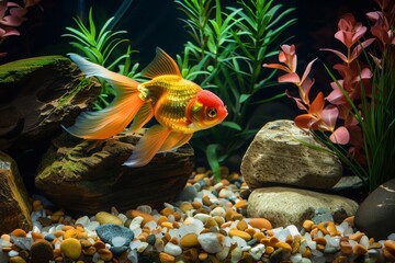 Goldfish serenity. Serenity in aquatic paradise