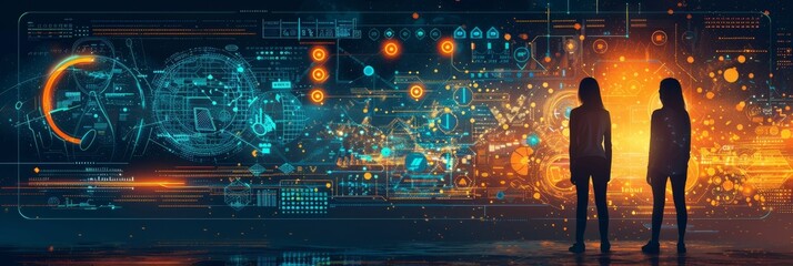An abstract science and technology poster background illustration. 