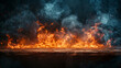 Images of various fires including flames in a forest, fireplace, and a burning abstract shape