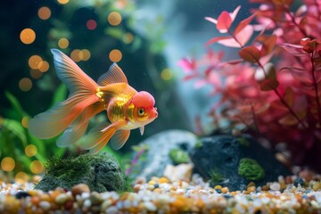 Wall Mural - Goldfish serenity. Serenity in aquatic paradise