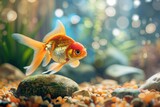 Fototapeta Abstrakcje - Goldfish harmony. Harmonious dance in aquatic realm