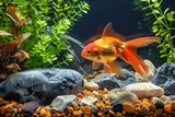 Fototapeta Abstrakcje - Goldfish serenity. Serenity in aquatic paradise