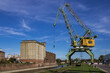an old port crane in the port of Magdeburg