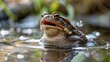 Male Toad Singing in Aquatic Environment