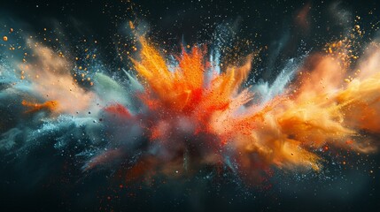 Wall Mural - Fireworks explode on a light black background, a banner celebrating moments of joy, vibrant colors lighting up the night, AI Generative