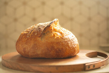 Sourdough Bread with Crusty Ear in Kitchen 