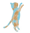 名称未設定のアートワーク横向きで二足で立つ猫　クレヨンタッチ　黄土色