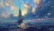 Illustrate the fusion of Romantic stories and Maritime adventures in an Aerial view painted with Impressionistic flair, Infuse the artwork with vibrant colors and blurred brushwork to convey a sense o