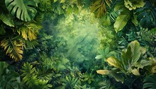 Capture A Lush, Vibrant Forest Canopy In Stunning Watercolor, Showcasing Intricate Details Of Each Leaf And Branch, Inviting Viewers Into A Serene Birds Eye View