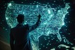 Digital Leader Choosing USA Map: American Global Network Concept