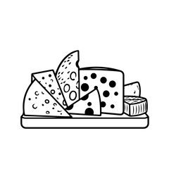 Wall Mural - Assortment of cheeses on a cutting board