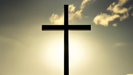 Canvas Print -  Illuminating Hope  A Cross Against the Sun