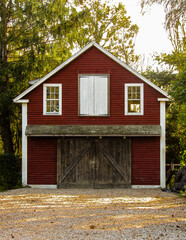 Wall Mural - Red barn in autumn