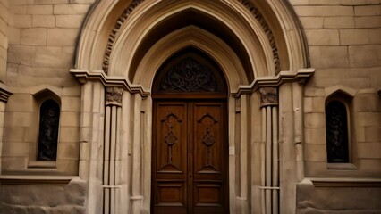 Poster -  Elegant Gothic Revival architecture featuring ornate arches and intricate detailing