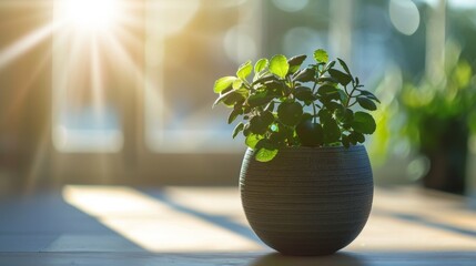 Sticker - A plant in a pot on a tabletop