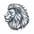 Lion head side profile woodcut print style vector