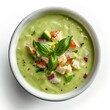 Chilled avocado soup with crabmeat