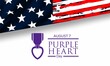 National Purple Heart Day August 7 Background Vector Illustration