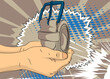 Cartoon, comic book human hands holding Men's Belts. Retro vector comics pop art design.