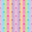 Vector hand drawn rainbow gradient seamless geometric pattern with circles with dots
