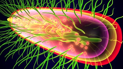 Wall Mural - bacteria anatomy system. 3d illustration