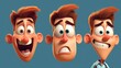 **A cheerful cartoon character showcasing a range of emotions through expressive facial features