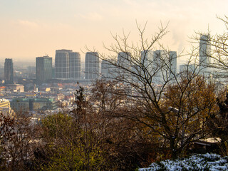 View of the high-rise buildings in downtown Bratislava