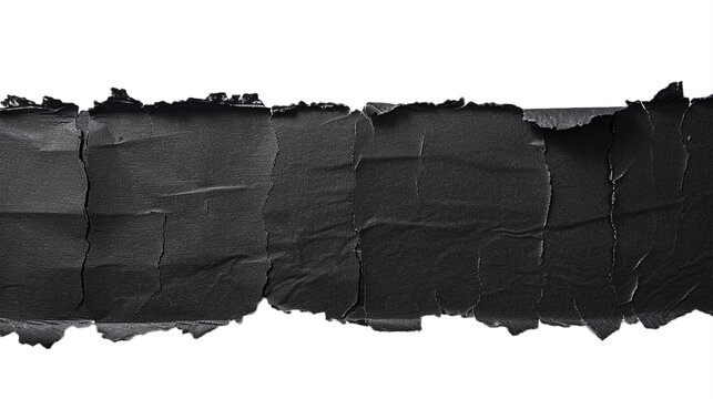 Black paper ripped messages torn isolated on transparent background