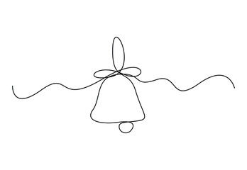 Wall Mural - Christmas bell continuous one line drawing vector illustration