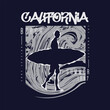 California beach surfing stylish t-shirt and apparel abstract design. Vector print, typography, poster