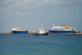 Fototapeta  - Ships in Rhodes port, Rhodes island, Rhodes city, Greece