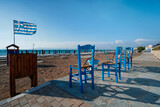 Fototapeta Pomosty - View of one of the beaches on Rhodes, Rhodes Island, Rhodes city, Greece