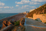 Fototapeta  - Walking path on the seafront Rhodes island, Rhodes city, Greece
