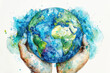 The world painted in watercolor, symbolizing the global reach of healthcare and well-being.
