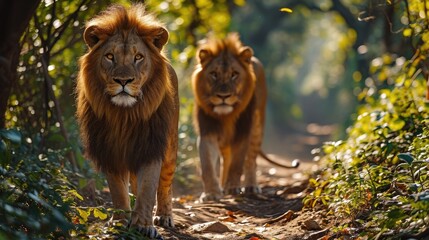 Wall Mural - Majestic Lions in Natural Habitat