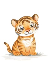 Wall Mural - Curious Tiger Cub Watercolor