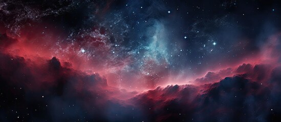 Wall Mural - deep blue and crimson galaxy with distant stars